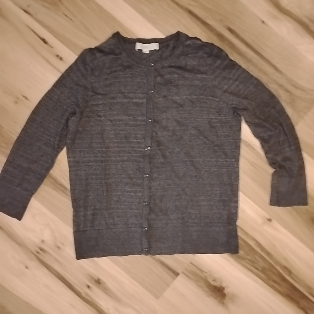 LOFT Gray Cardigan Sweater Size M